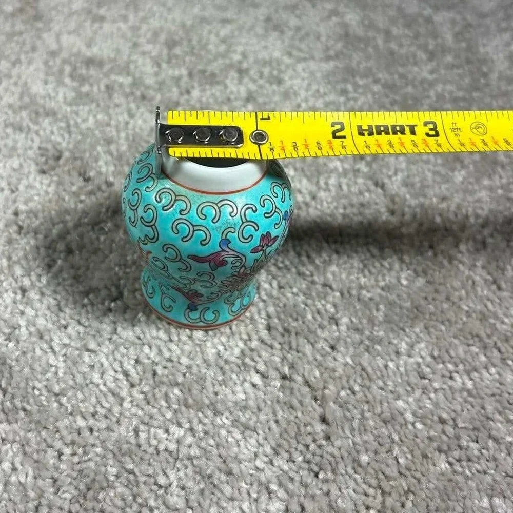 Jingdezhen Miniature Bud Vase Turquoise Famille Rose Floral Porcelain China